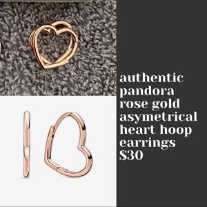 Authentic Pandora Minimalist Rose Gold Heart Hoops